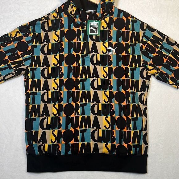 PUMA MEN HC ALLOVER PRINT SHORT SLEEVE HOODIE- NWT-Men medium - Picture 1 of 6